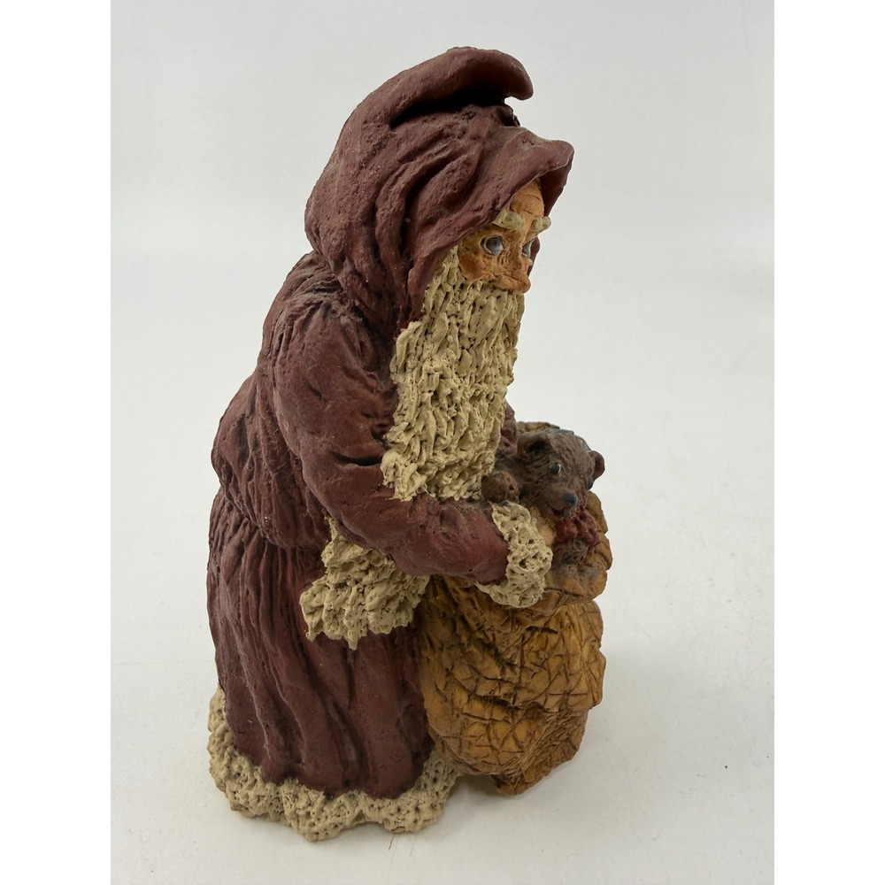Vintage 1987 June McKenna Santa Figurine Flat Back Folk Art Christmas Decor 5.5"